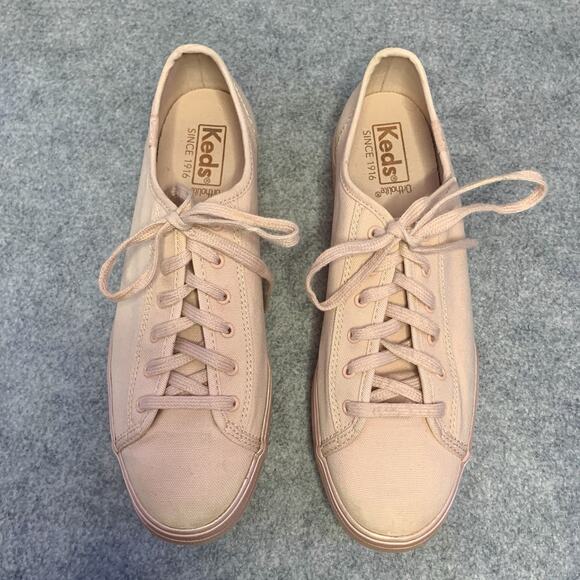 KEDS Sneakers 8.5 TRIPLE KICK SHIMMER PLATFORM Metallic Blush Pink Canvas - Picture 3 of 12